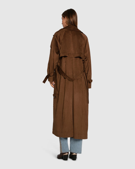 Long Lost Lover Soft Maxi Trench - Tobacco