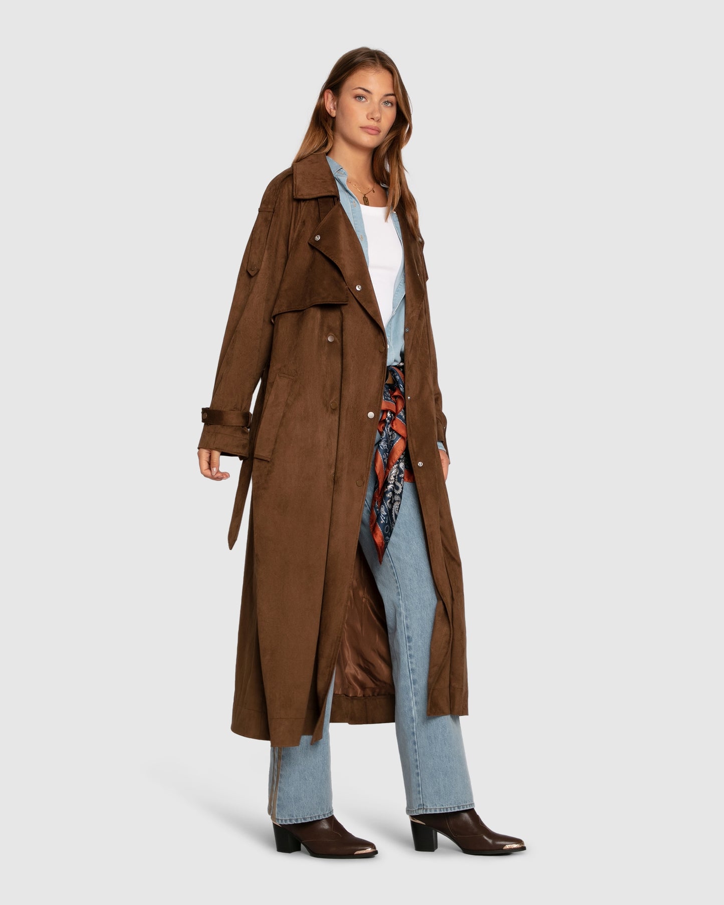 Long Lost Lover Soft Maxi Trench - Tobacco