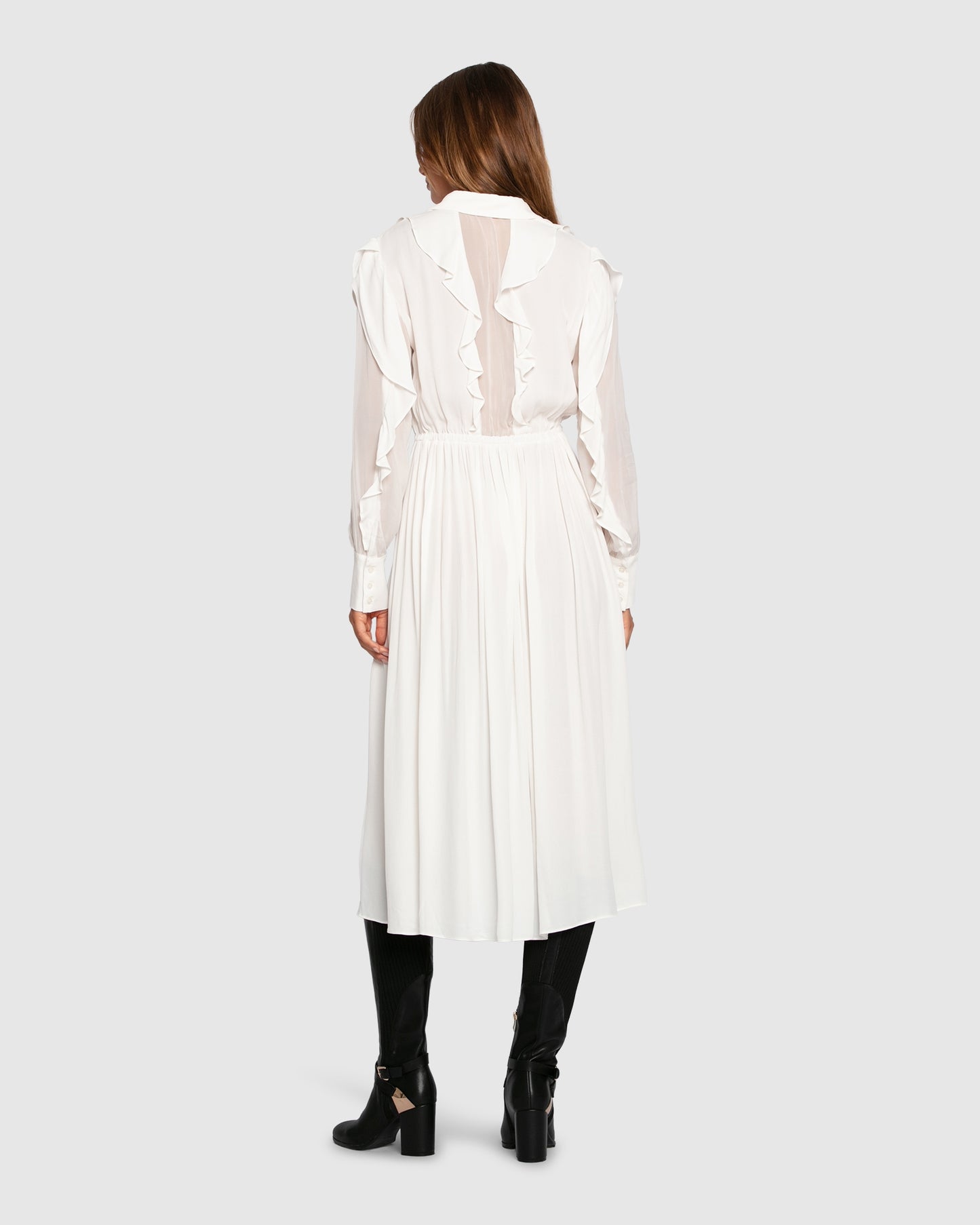 Slow Dance Frill Midi Dress - White