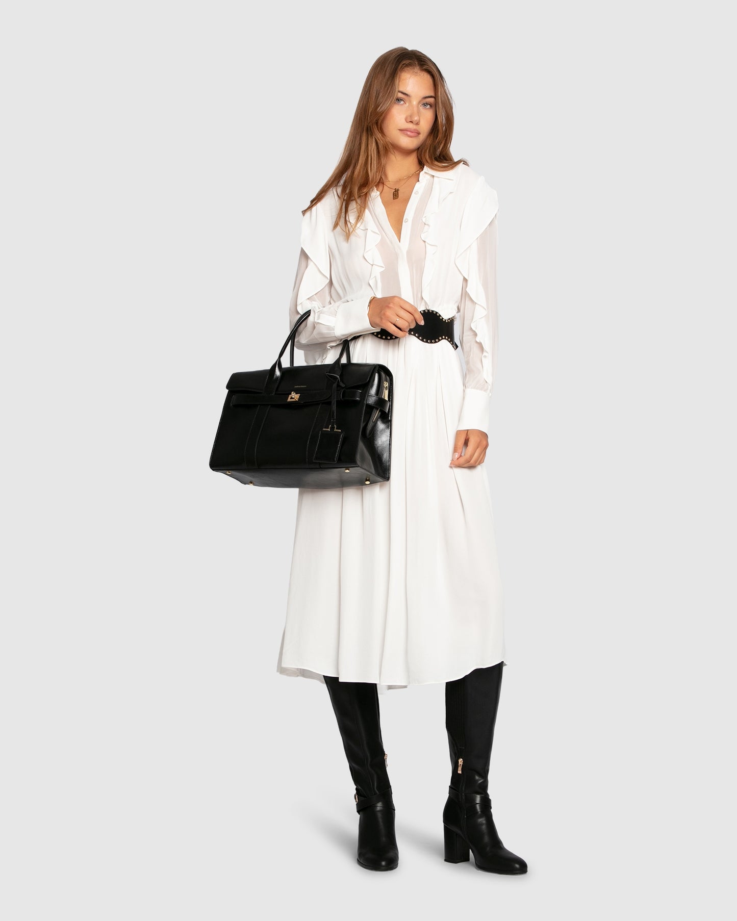 Slow Dance Frill Midi Dress - White