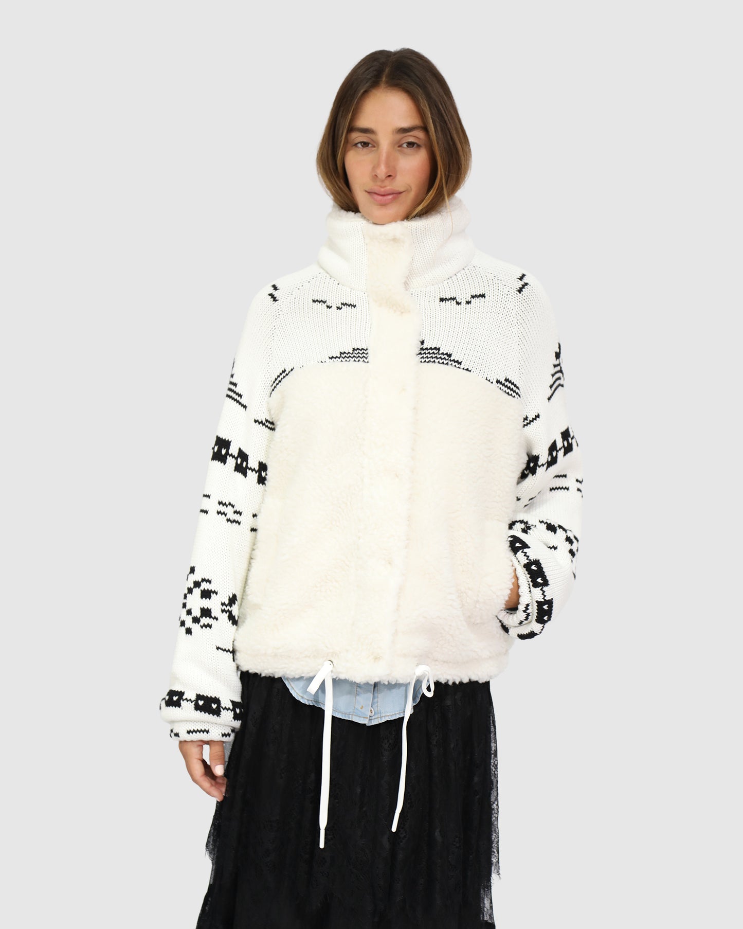 Billie Fair Isle Jacket - Egret/Black