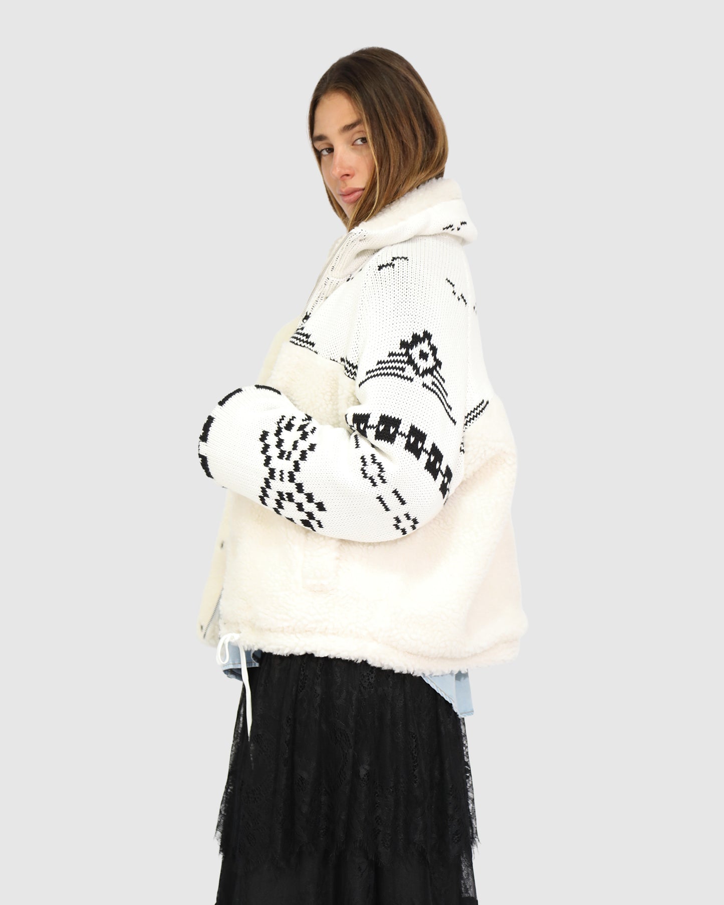Billie Fair Isle Jacket - Egret/Black