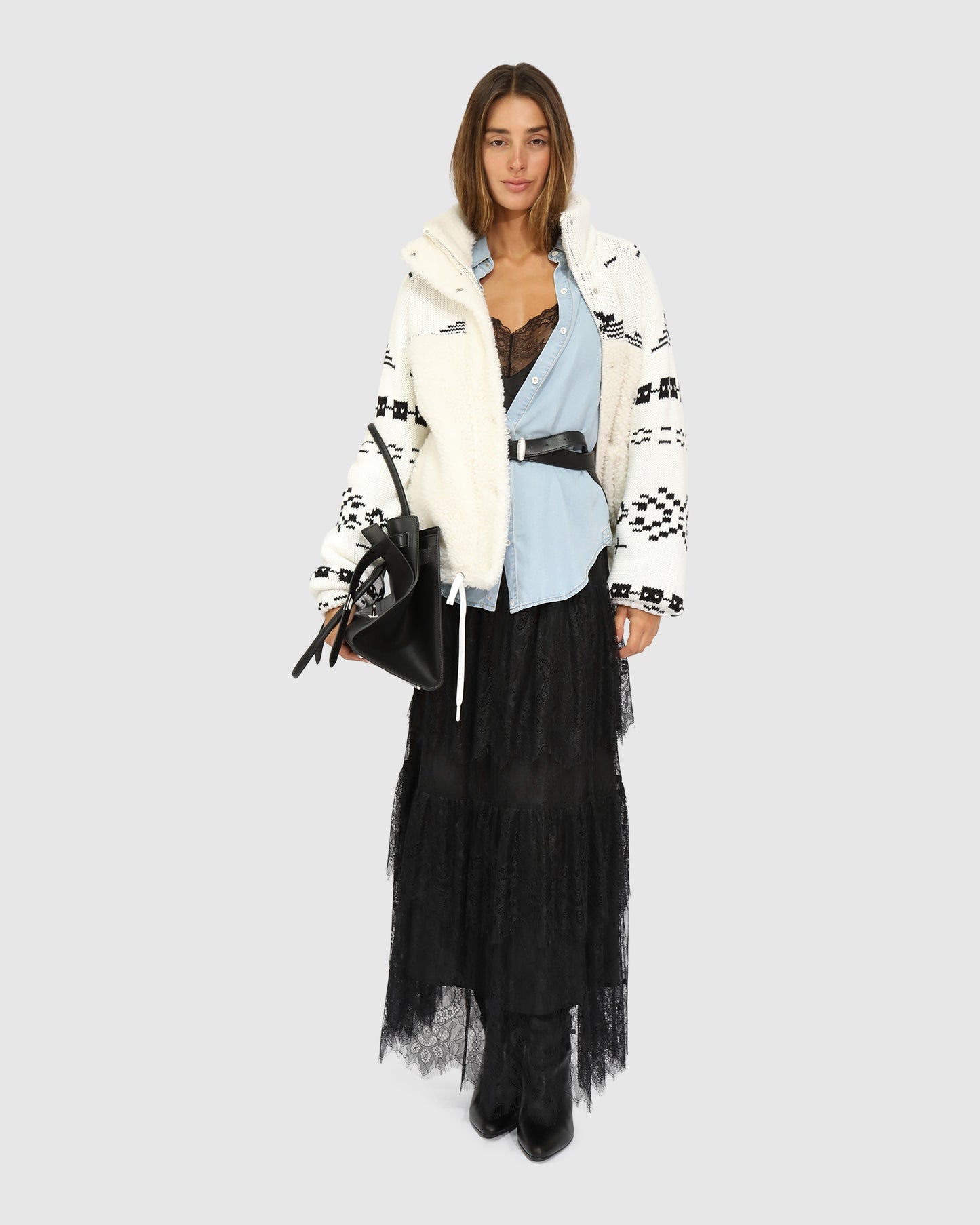 Billie Fair Isle Jacket - Egret/Black