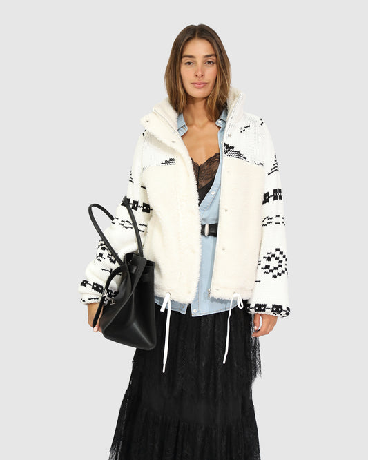 Billie Fair Isle Jacket - Egret/Black