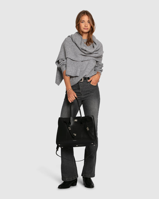 Wrap Me Up Scarf Sweater - Grey Melange