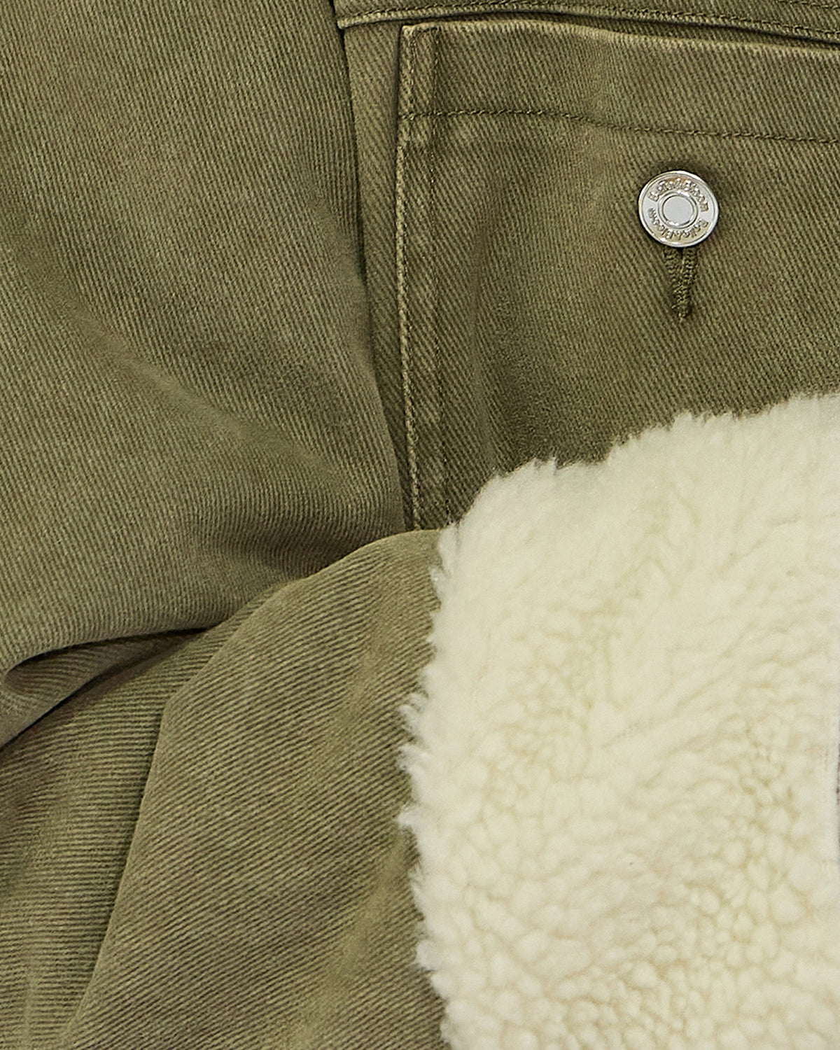 Chill Rider Denim Shearling Coat - Olive