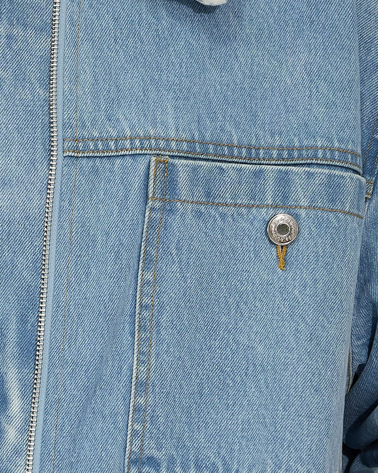 Chill Rider Denim Shearling Coat - Stonewash