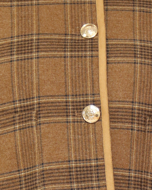 Dynasty Boxy Paisley Jacket - Caramel/Black Check