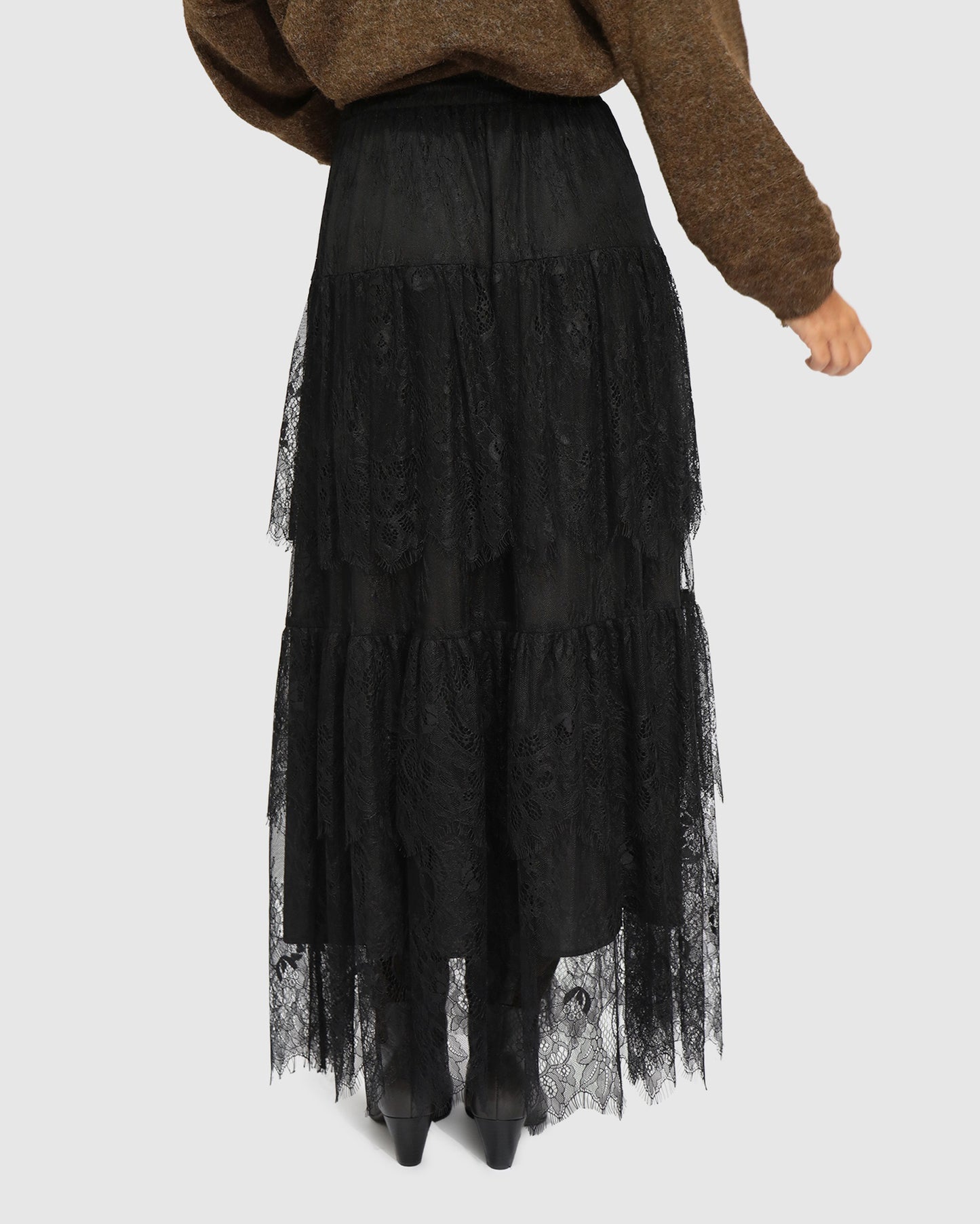 Dreamy Days Lace Tiered Skirt - Black