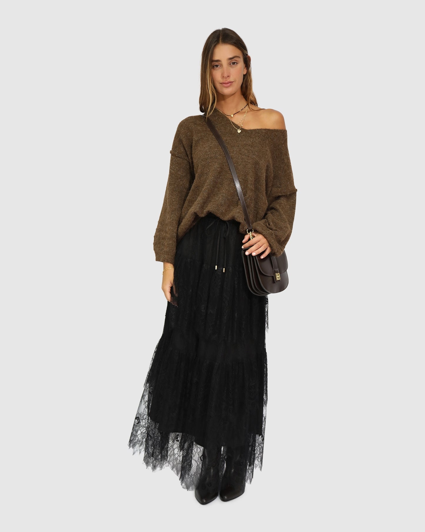 Dreamy Days Lace Tiered Skirt - Black
