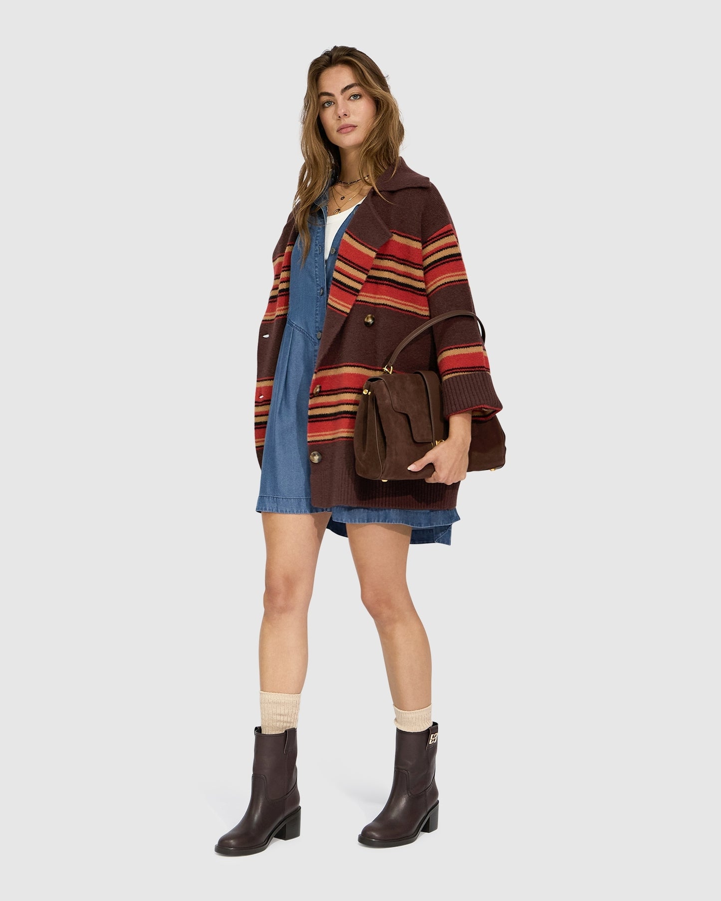 So Many Likes Oversized Knitted Cardi Coat - Chocolate