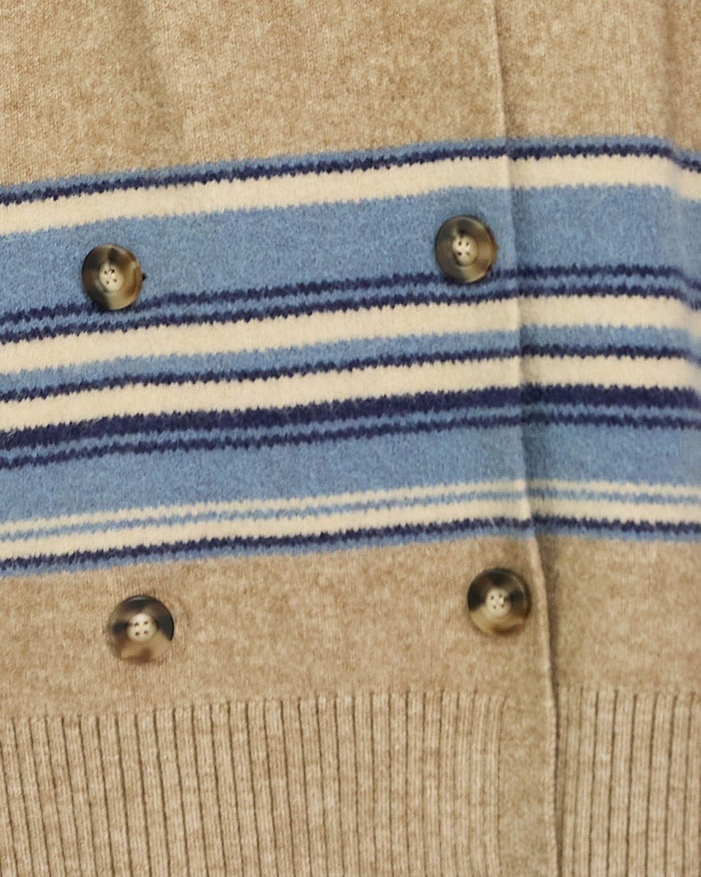 So Many Likes Oversized Knitted Cardi Coat - Beige/Blue