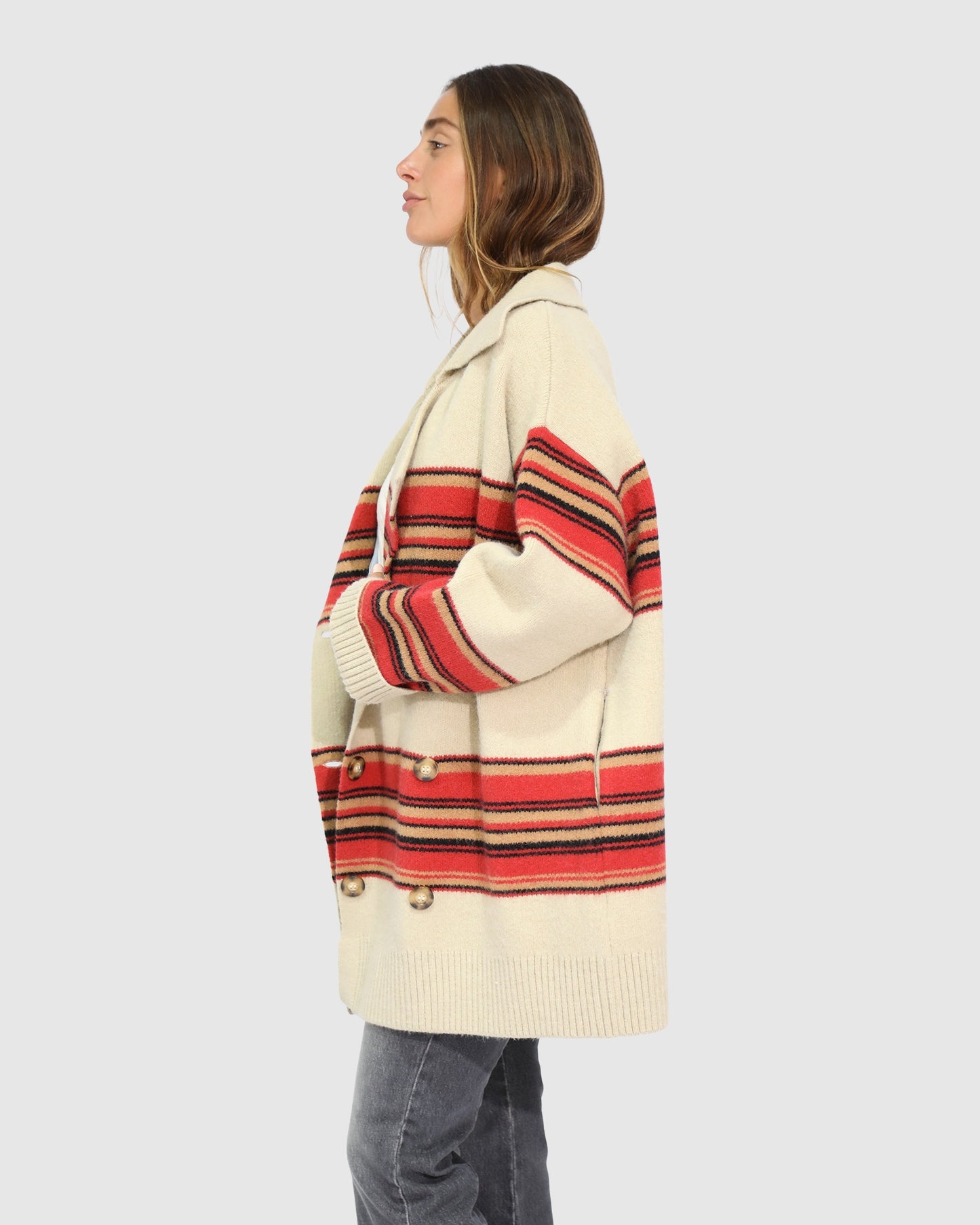 So Many Likes Oversized Knitted Cardi Coat - Stripe