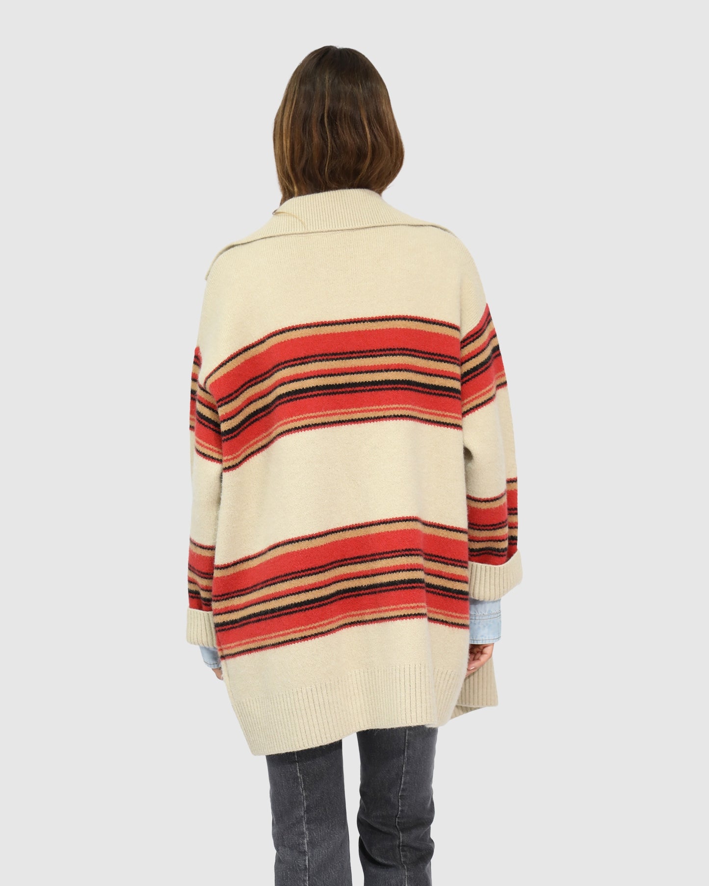 So Many Likes Oversized Knitted Cardi Coat - Stripe