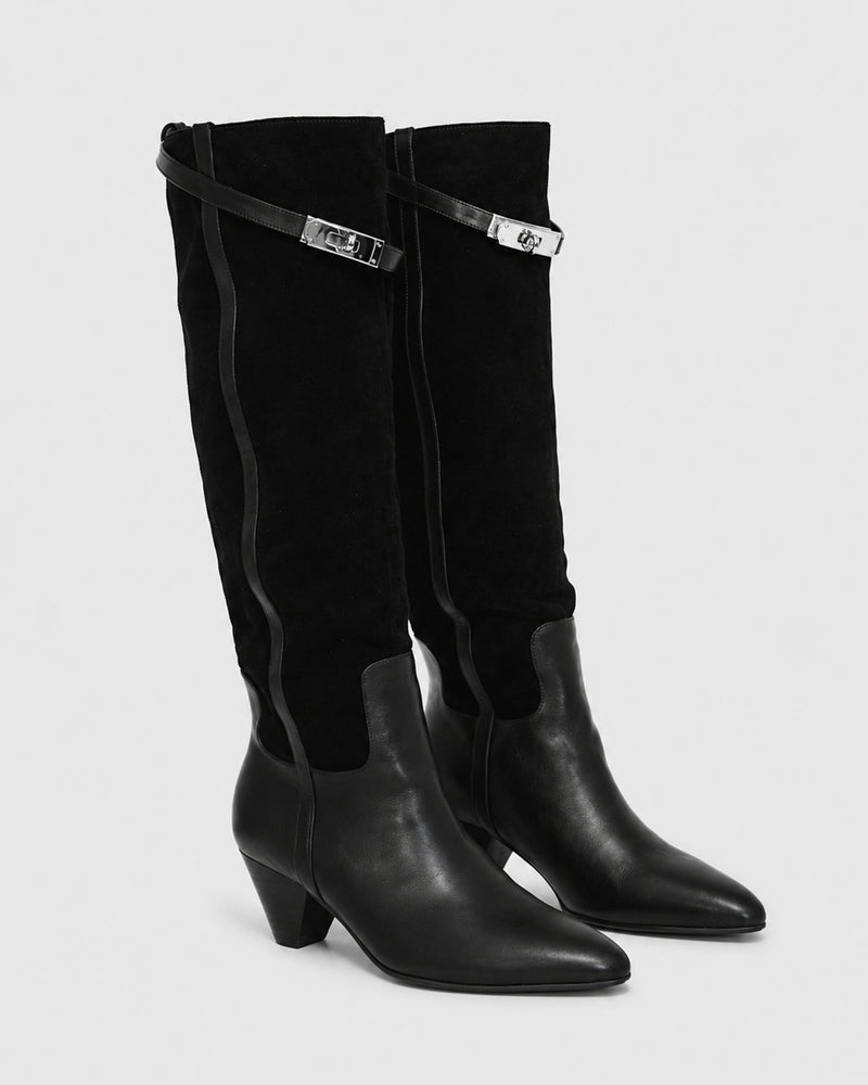 Black Wild Thing Knee-High Boots with inner zip closure - alternate view