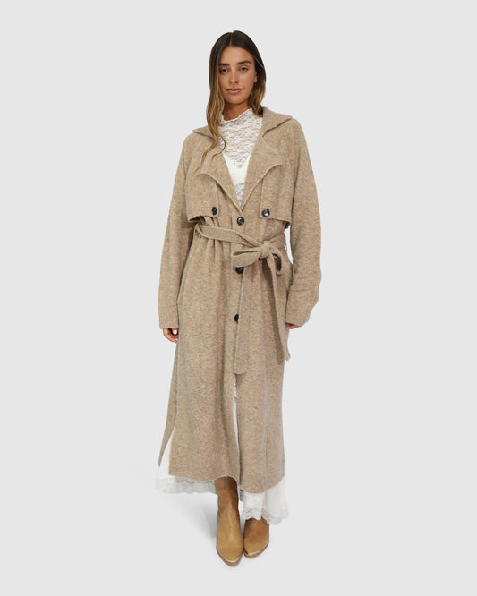 Live in Dream Maxi Trench Cardigan - Khaki