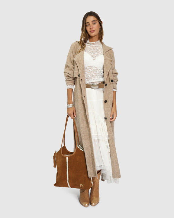 Live in Dream Maxi Trench Cardigan - Khaki