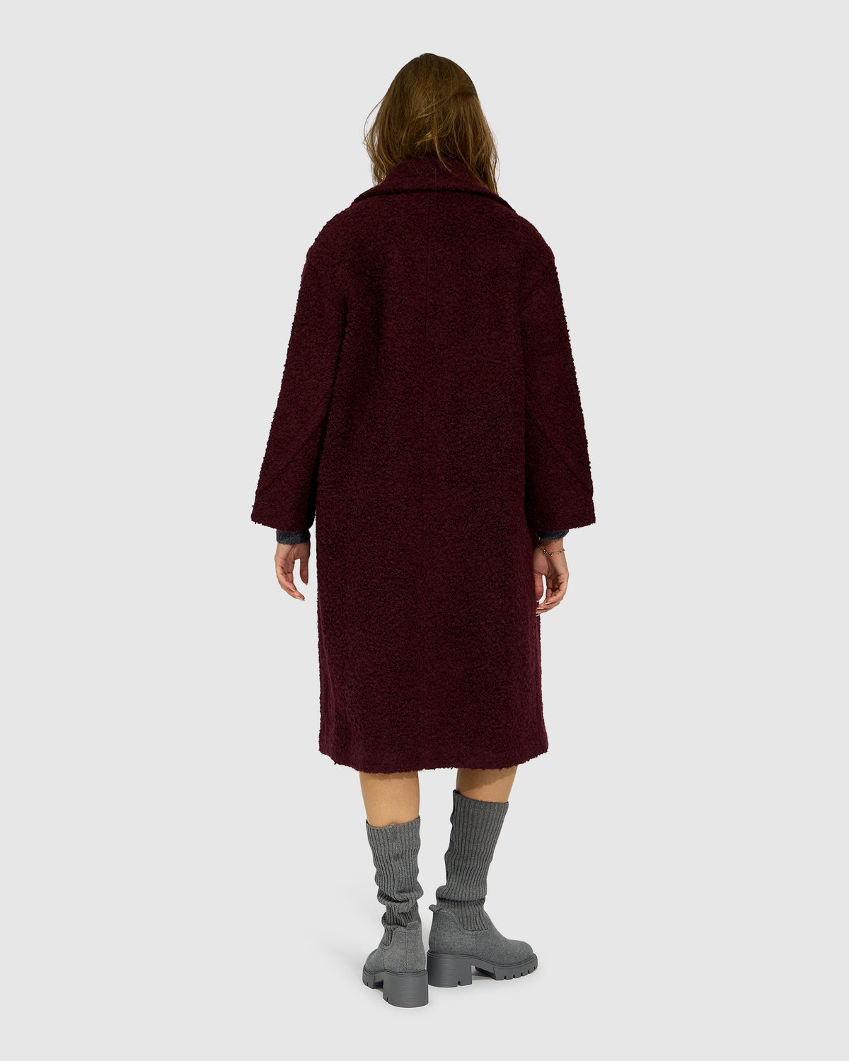 Winter Valley Double Breasted Cocoon Coat - Burgundy