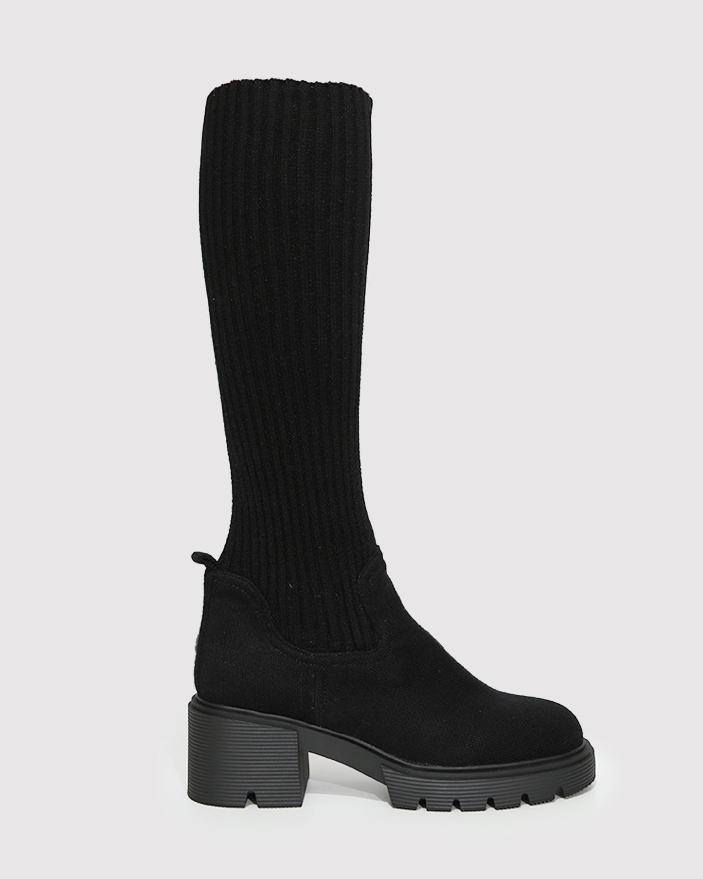 Tokyo Lights Rib Sock Boot - Black