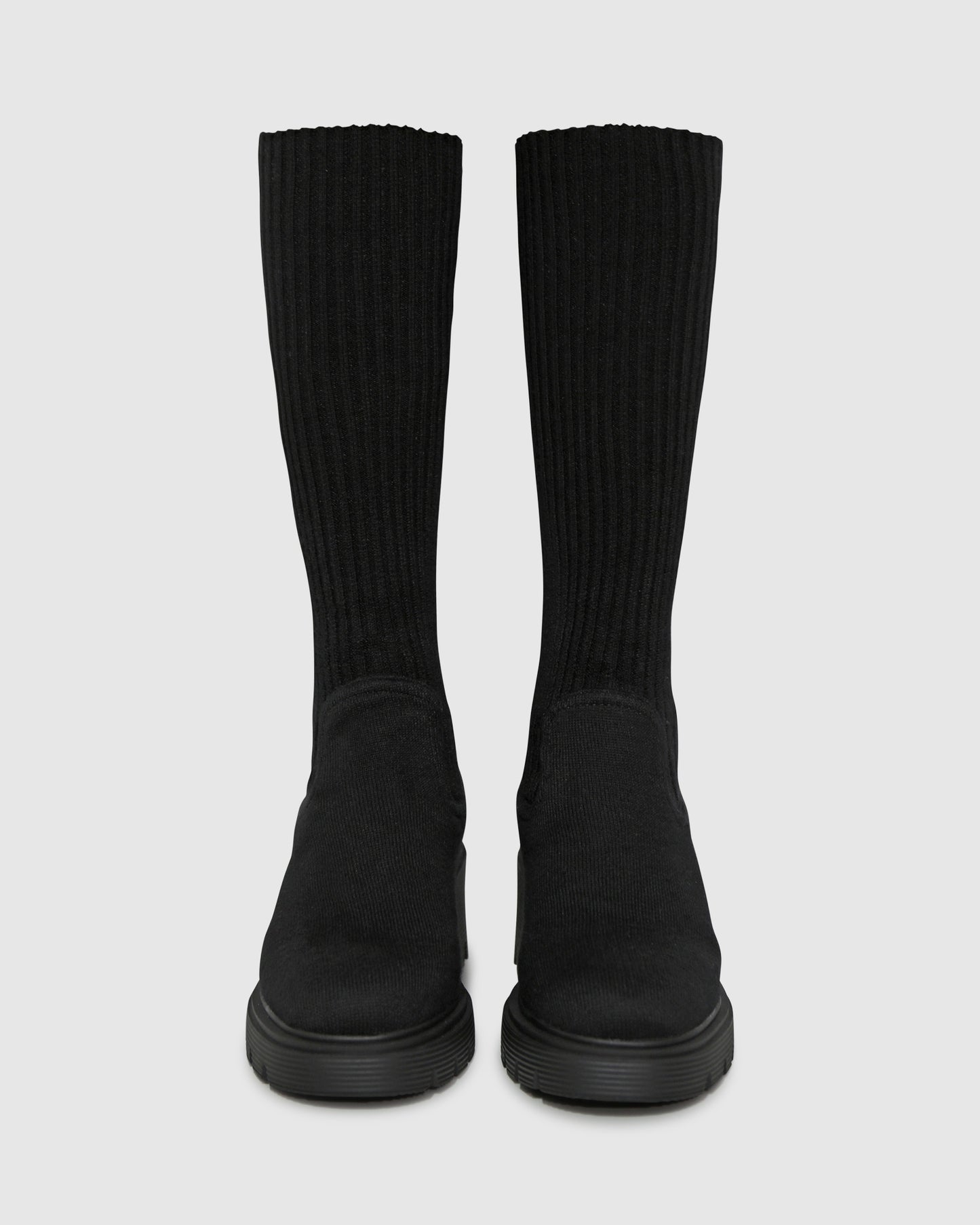 Tokyo Lights Rib Sock Boot - Black