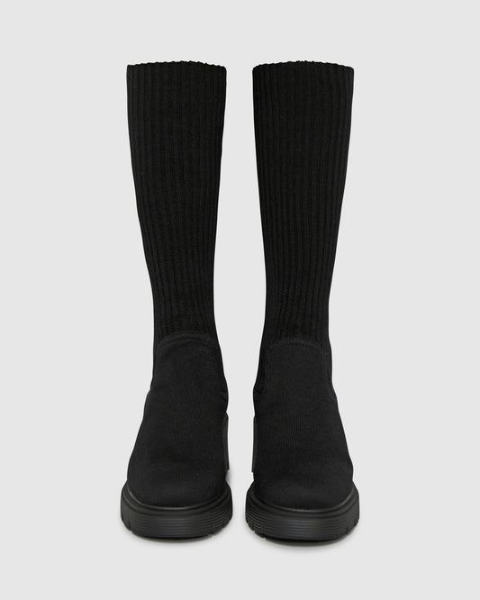 Tokyo Lights Rib Sock Boot - Black