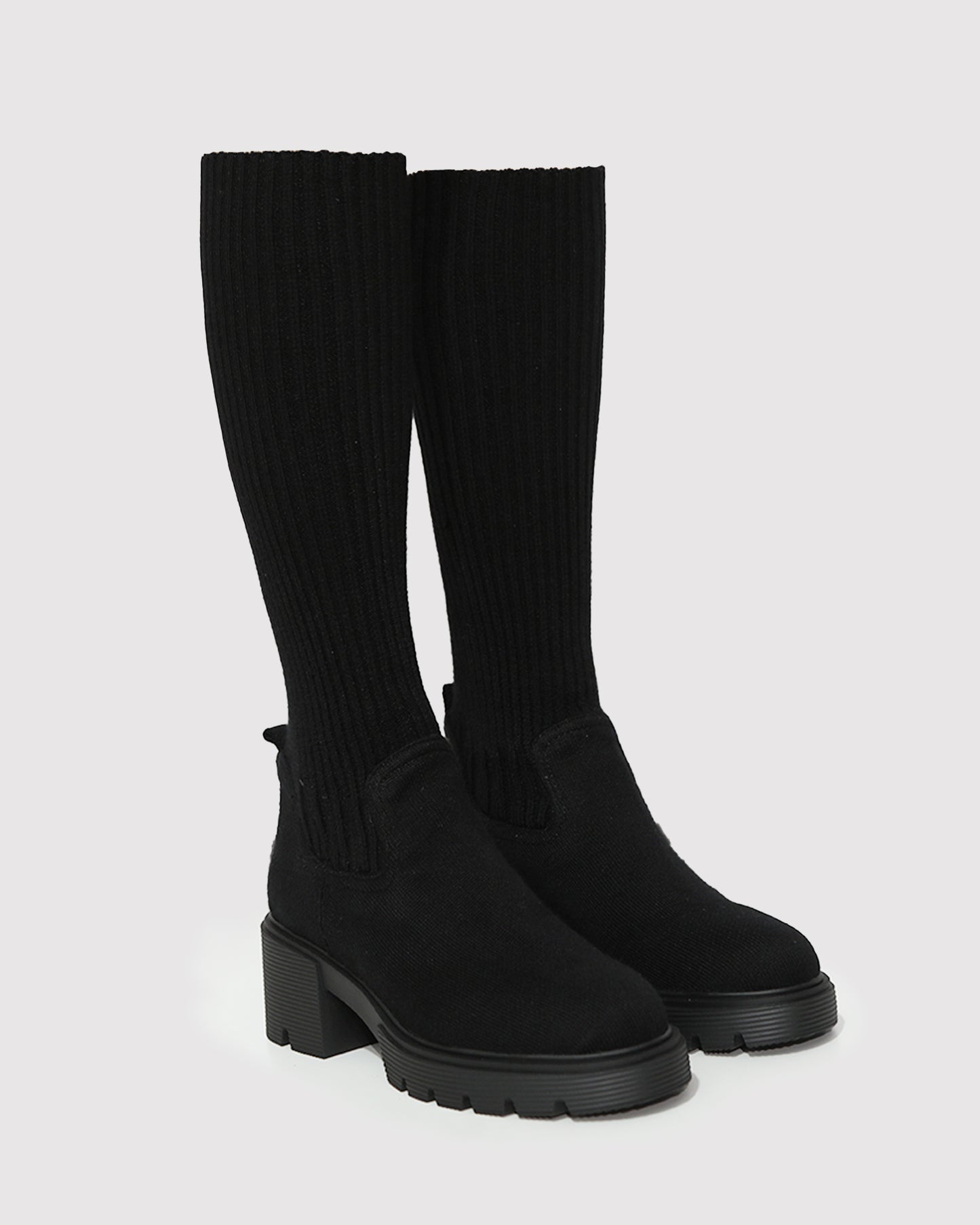 Tokyo Lights Rib Sock Boot - Black