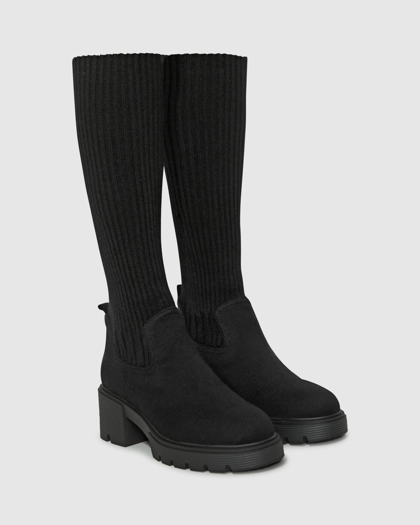 Tokyo Lights Rib Sock Boot - Black