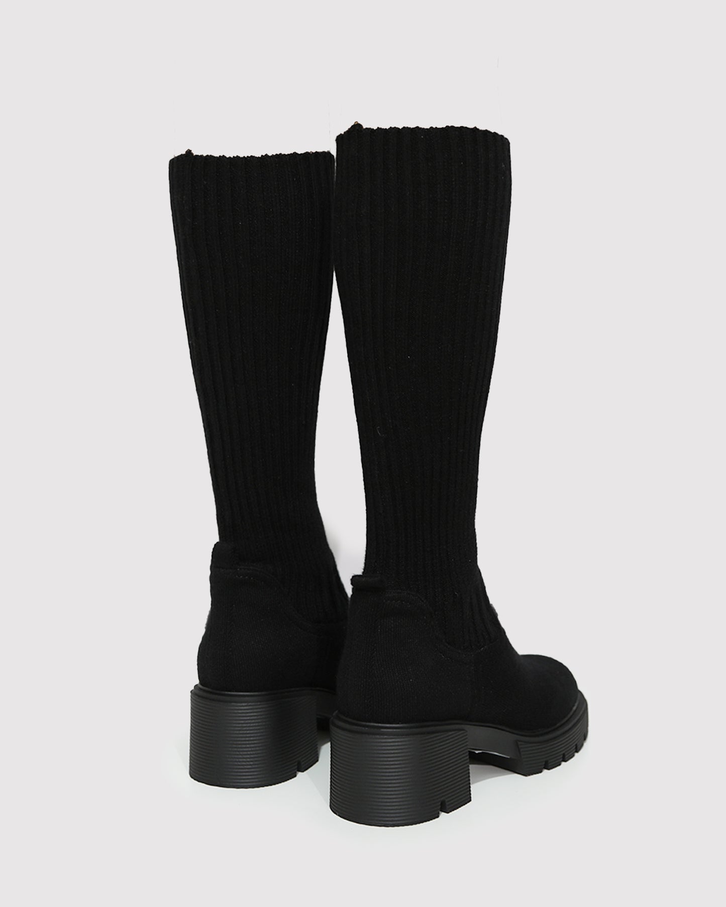Tokyo Lights Rib Sock Boot - Black