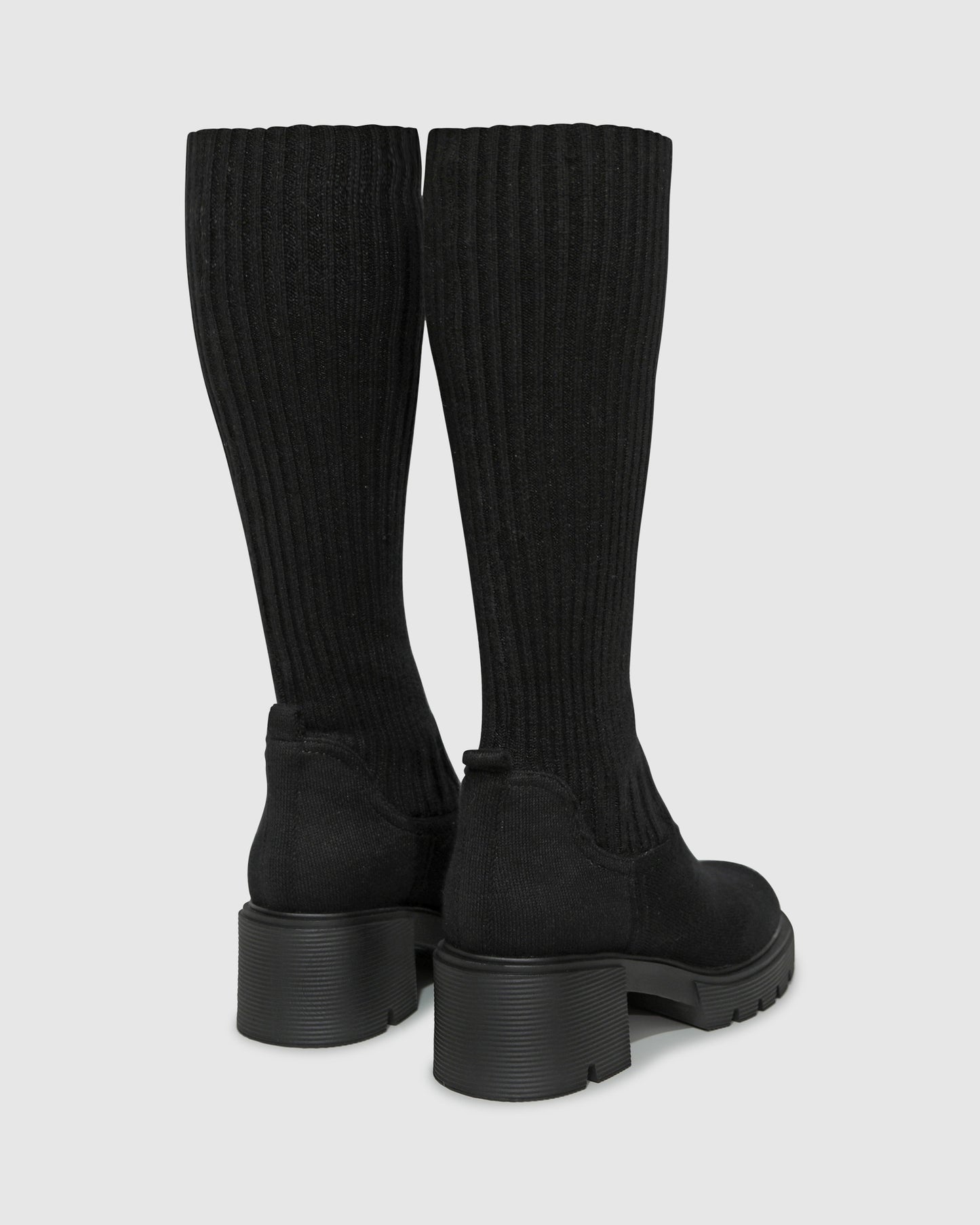 Tokyo Lights Rib Sock Boot - Black