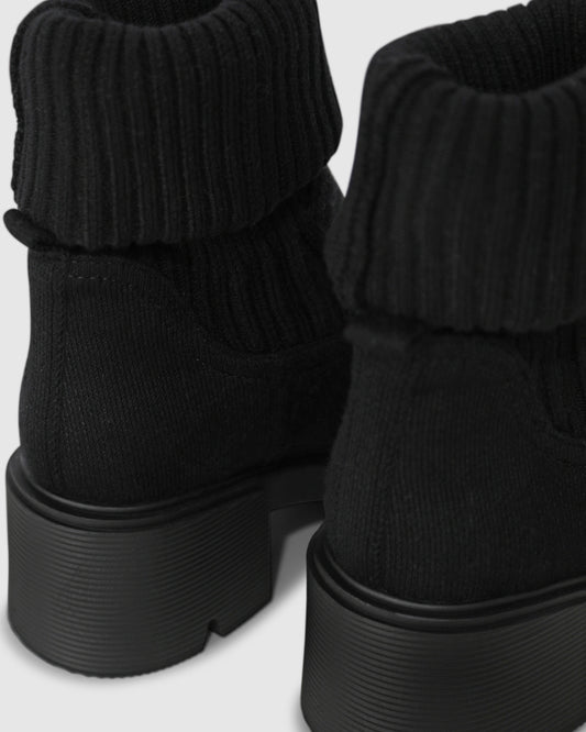 Tokyo Lights Rib Sock Boot - Black