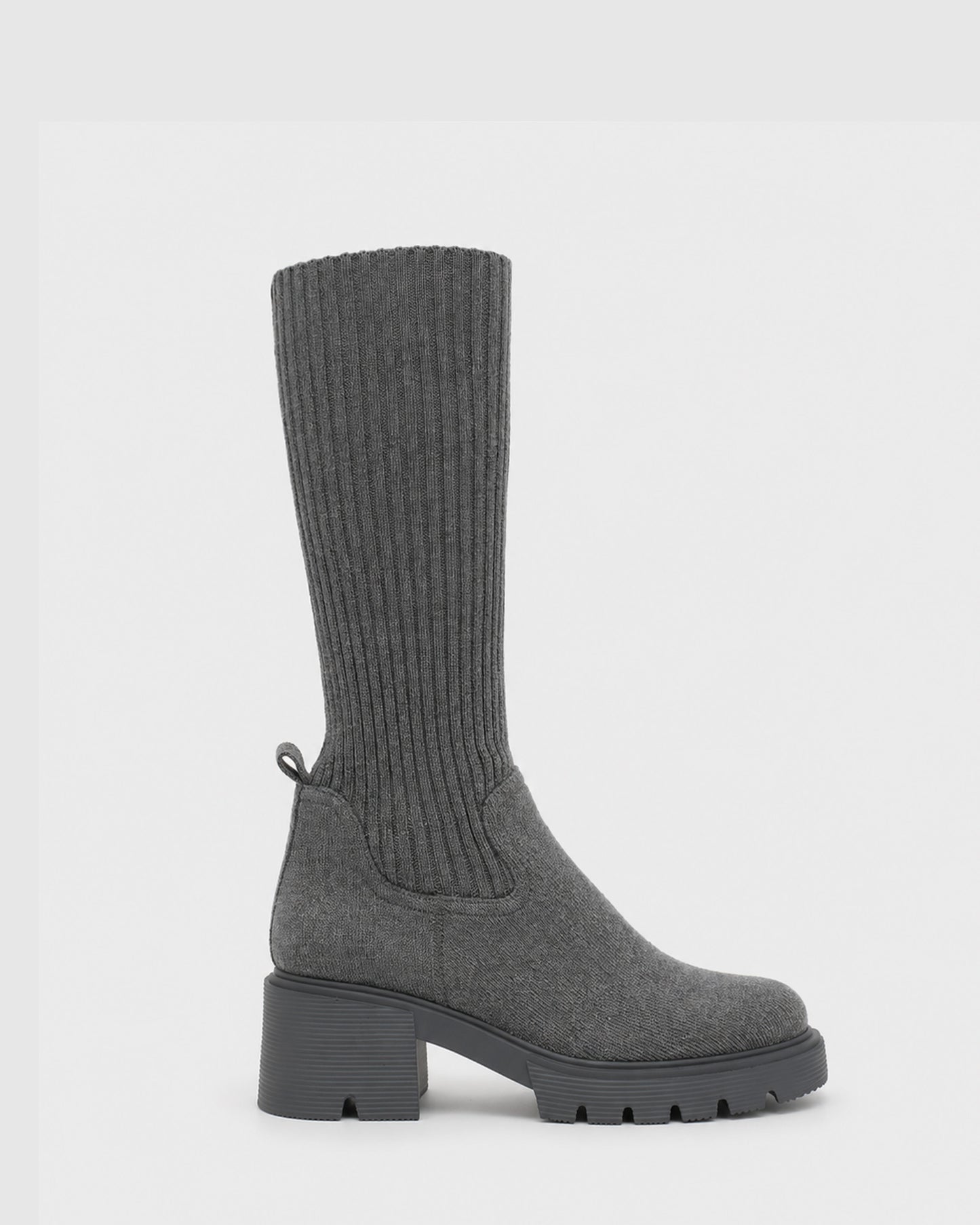 Tokyo Lights Rib Sock Boot - Grey
