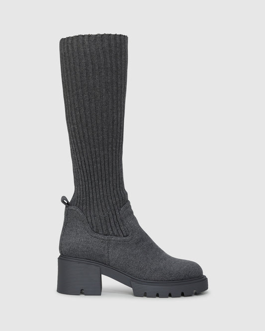 Tokyo Lights Rib Sock Boot - Grey