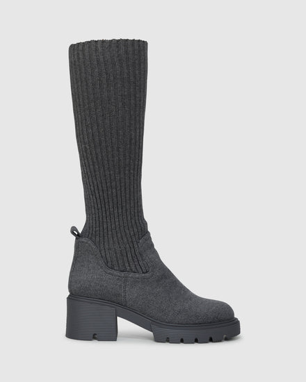 Tokyo Lights Rib Sock Boot - Grey