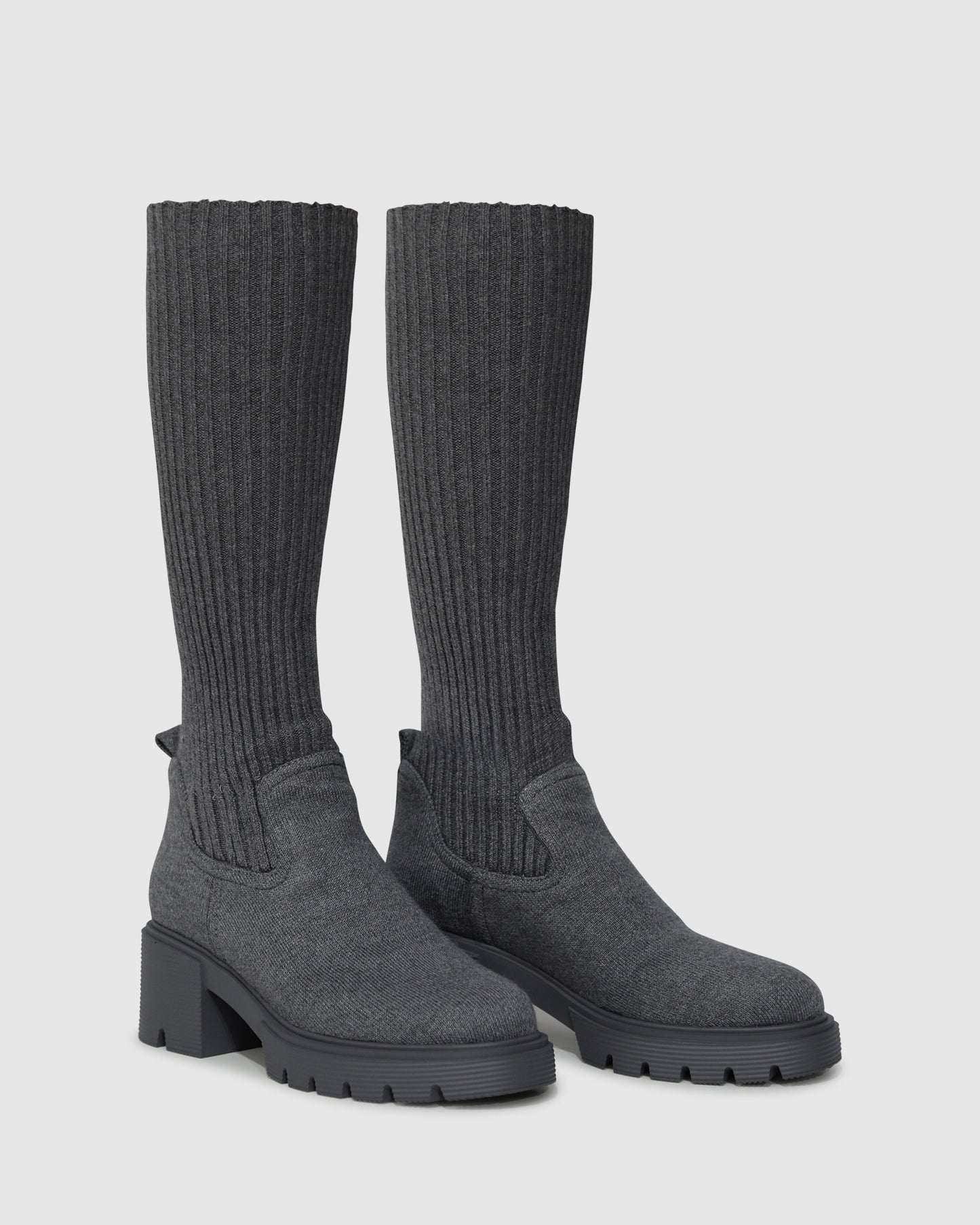 Tokyo Lights Rib Sock Boot - Grey