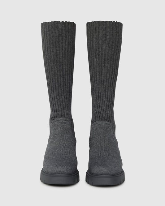 Tokyo Lights Rib Sock Boot - Grey