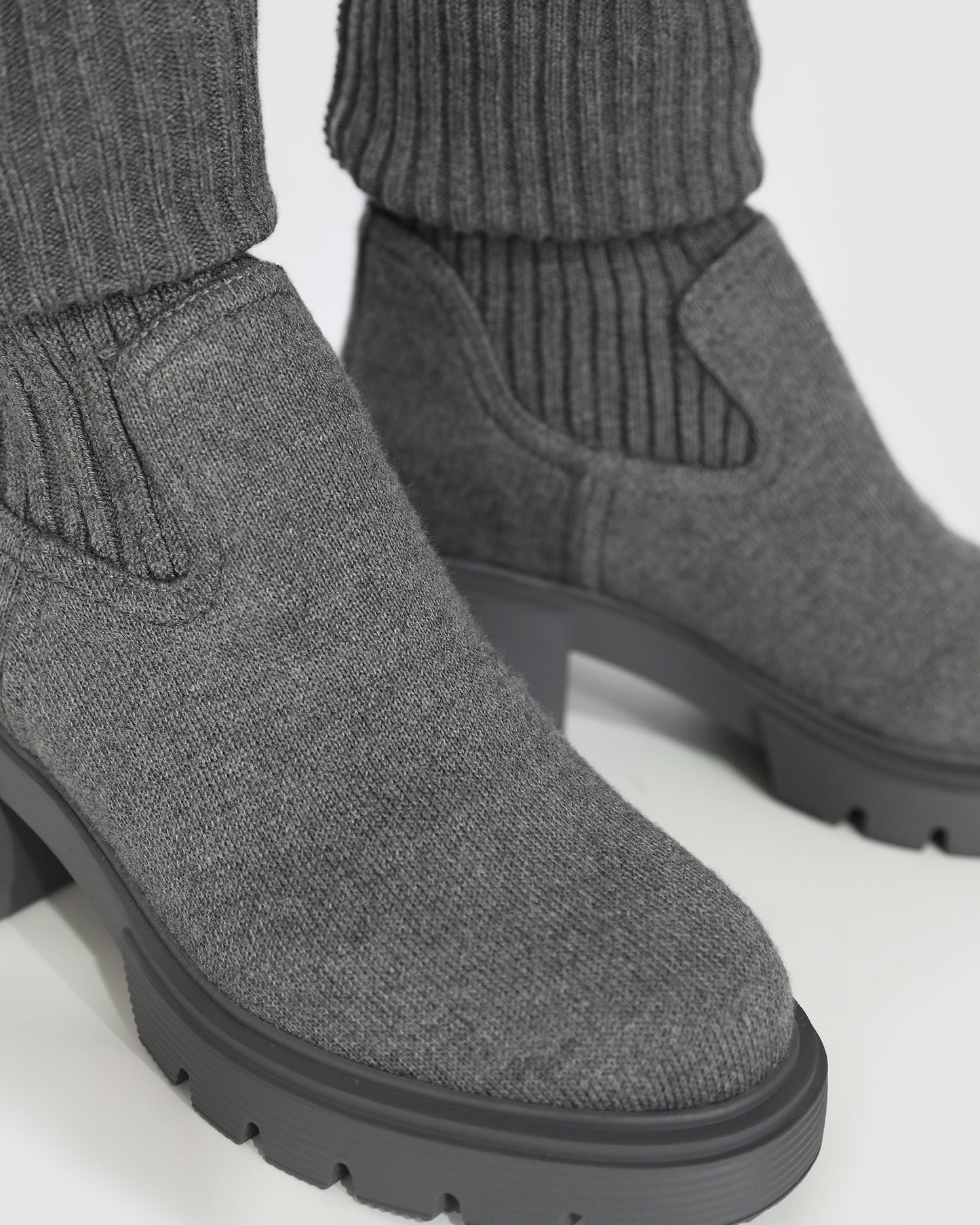 Tokyo Lights Rib Sock Boot - Grey