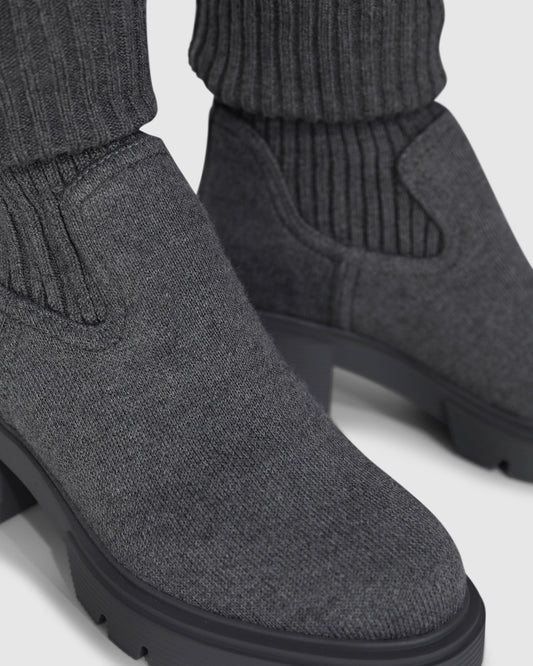 Tokyo Lights Rib Sock Boot - Grey