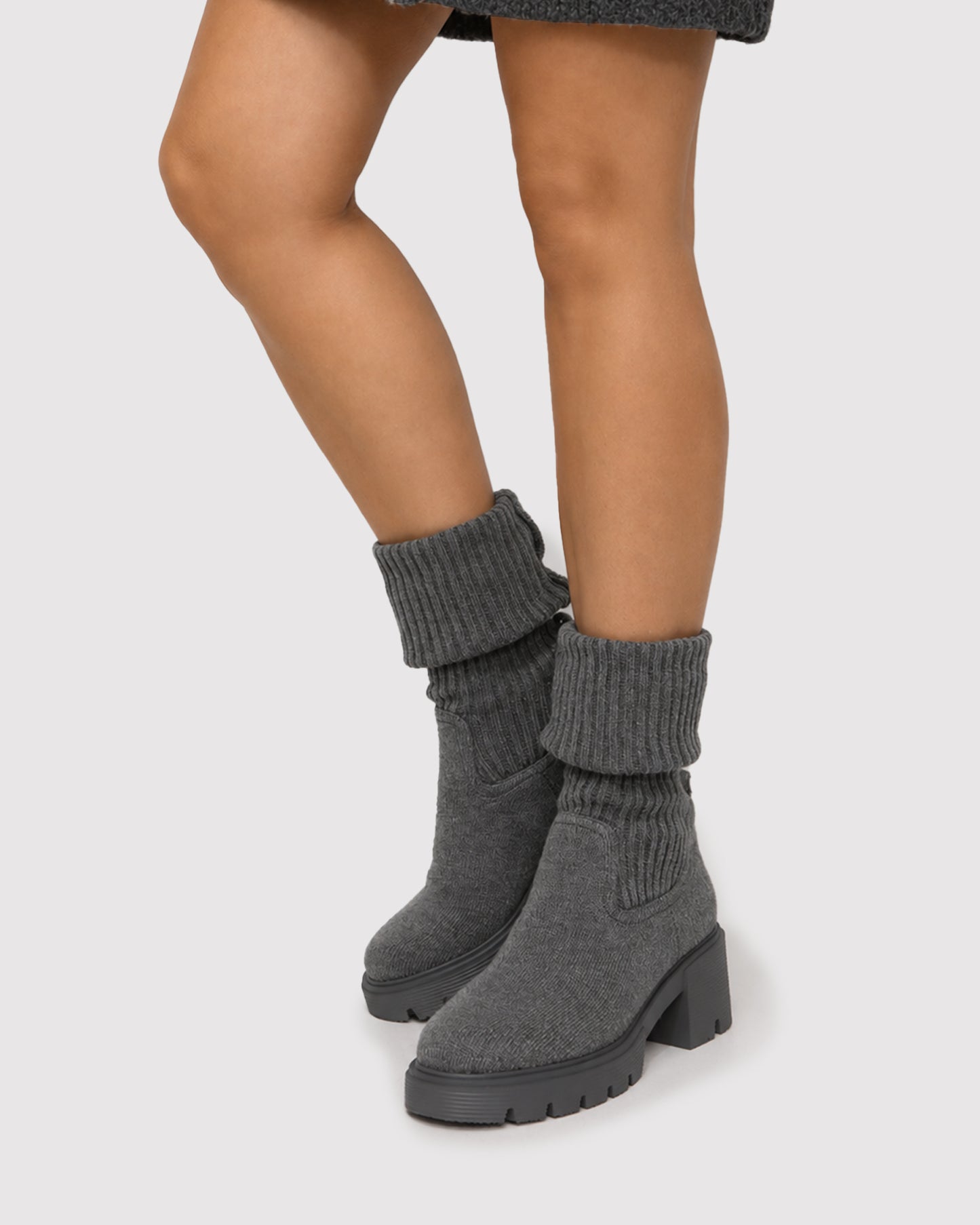 Tokyo Lights Rib Sock Boot - Grey