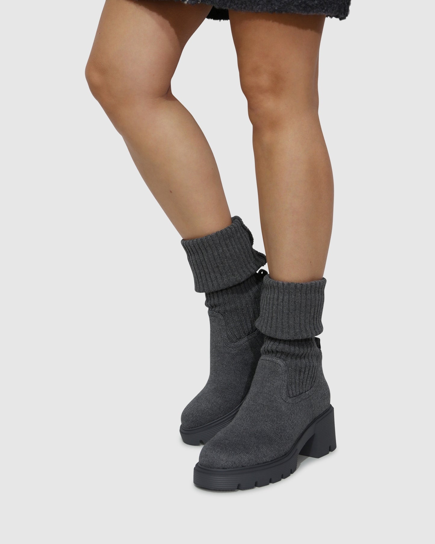 Tokyo Lights Rib Sock Boot - Grey