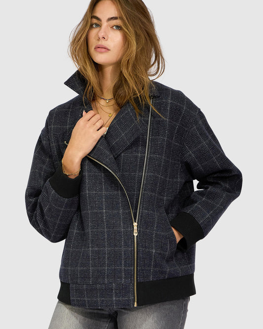 Love Cruise Bomber Jacket - Black Check