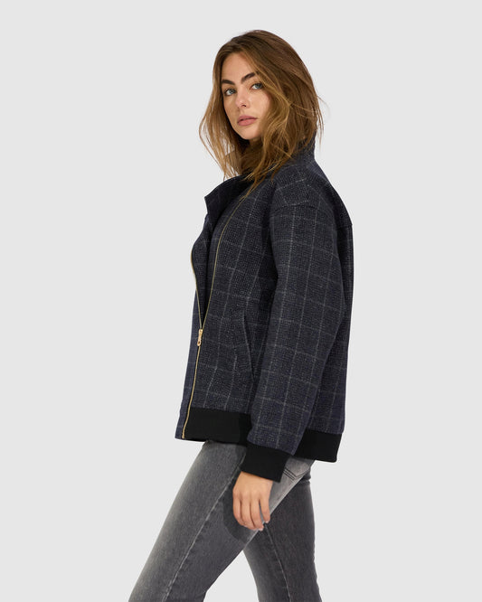 Love Cruise Bomber Jacket - Black Check