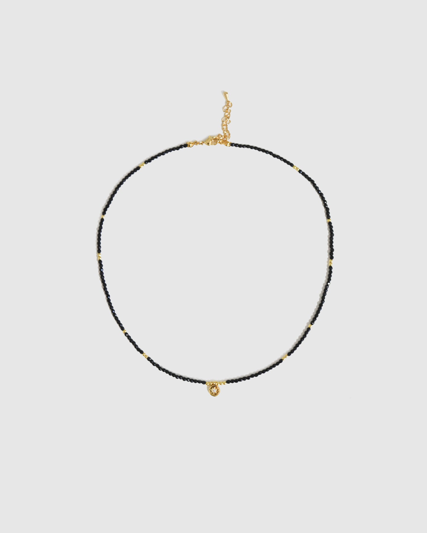 Soft Glow Beaded Necklace - Black & Gold
