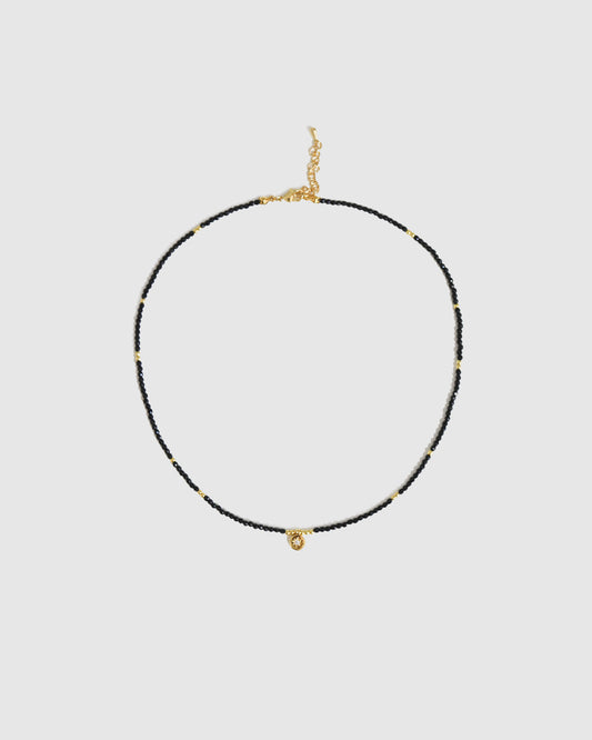 Soft Glow Beaded Necklace - Black & Gold