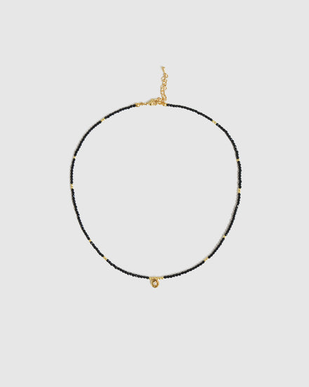 Soft Glow Beaded Necklace - Black & Gold