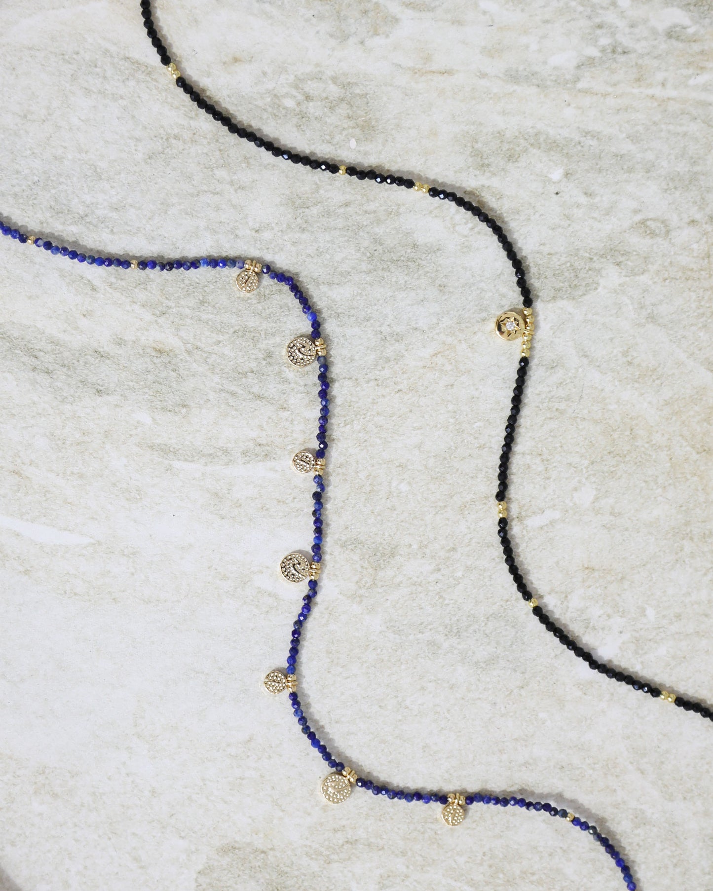 Soft Glow Beaded Necklace - Black & Gold