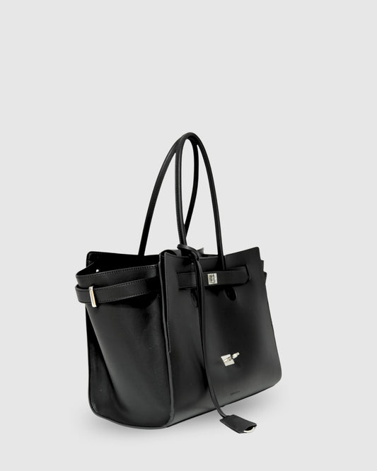 In The City Leather Shoulder Bag - Black