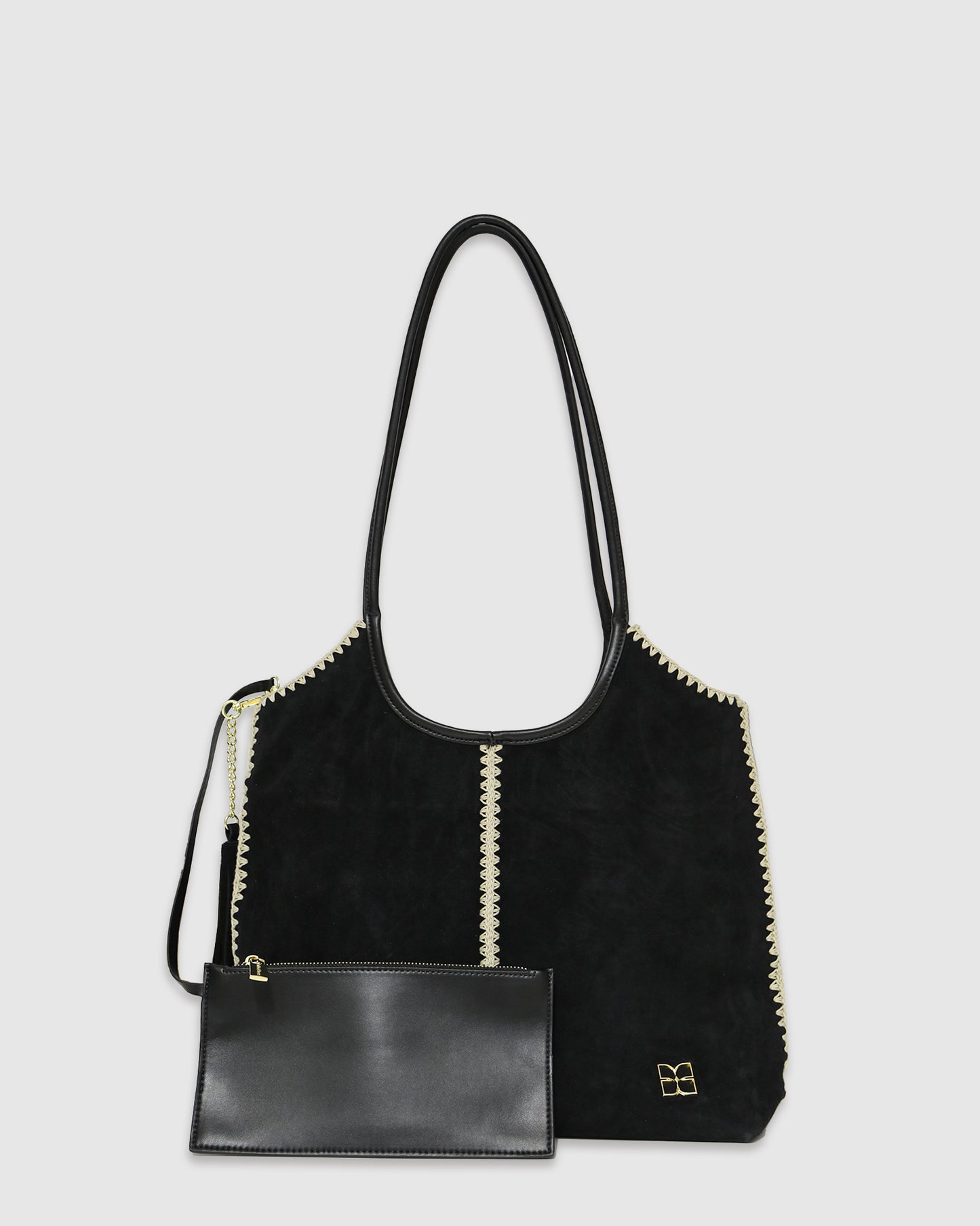 Back To Friends Suede Shopper - Black