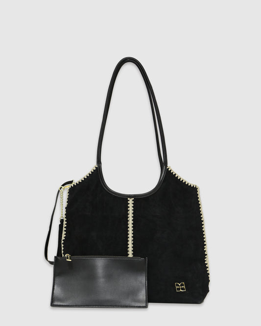 Back To Friends Suede Shopper - Black