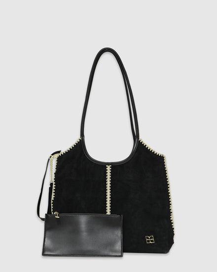 Back To Friends Suede Shopper - Black