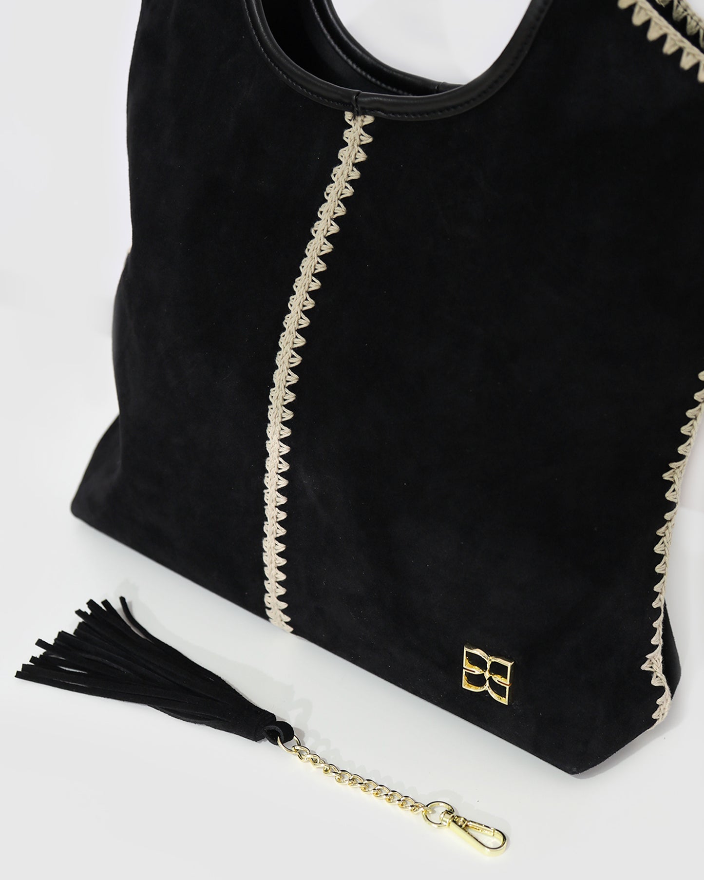 Back To Friends Suede Shopper - Black